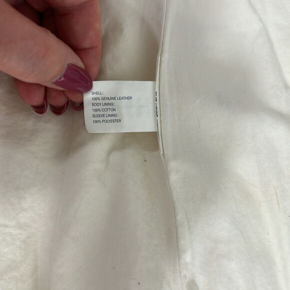 GAP Genuine Leather Full Zip Jacket With Pockets In Ivory Size M - Picture 7 of 11